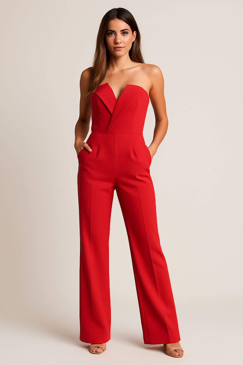 Sleeveless Tuxedo Jumpsuit