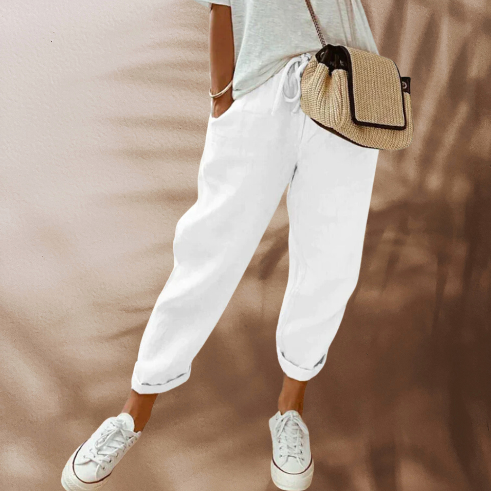 Women's loose pants with elastic waistband drawstring, casual style