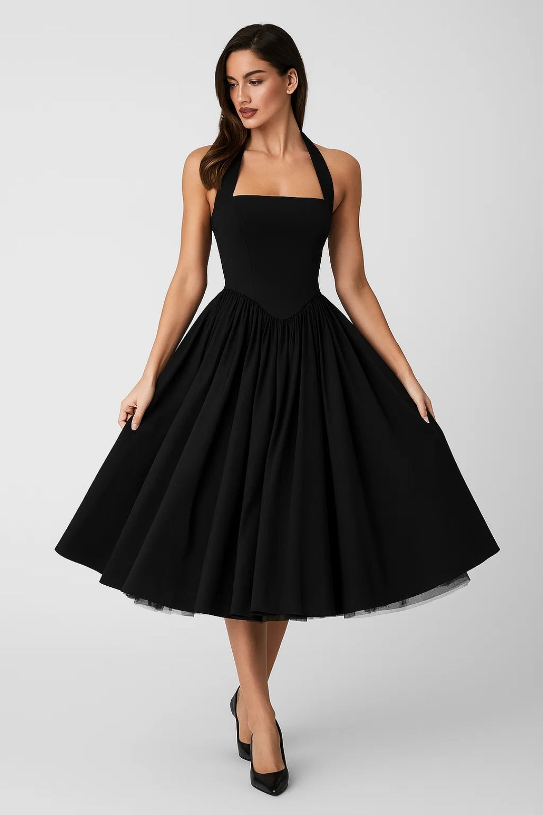 Two-Strap Trapeze Cocktail Dress