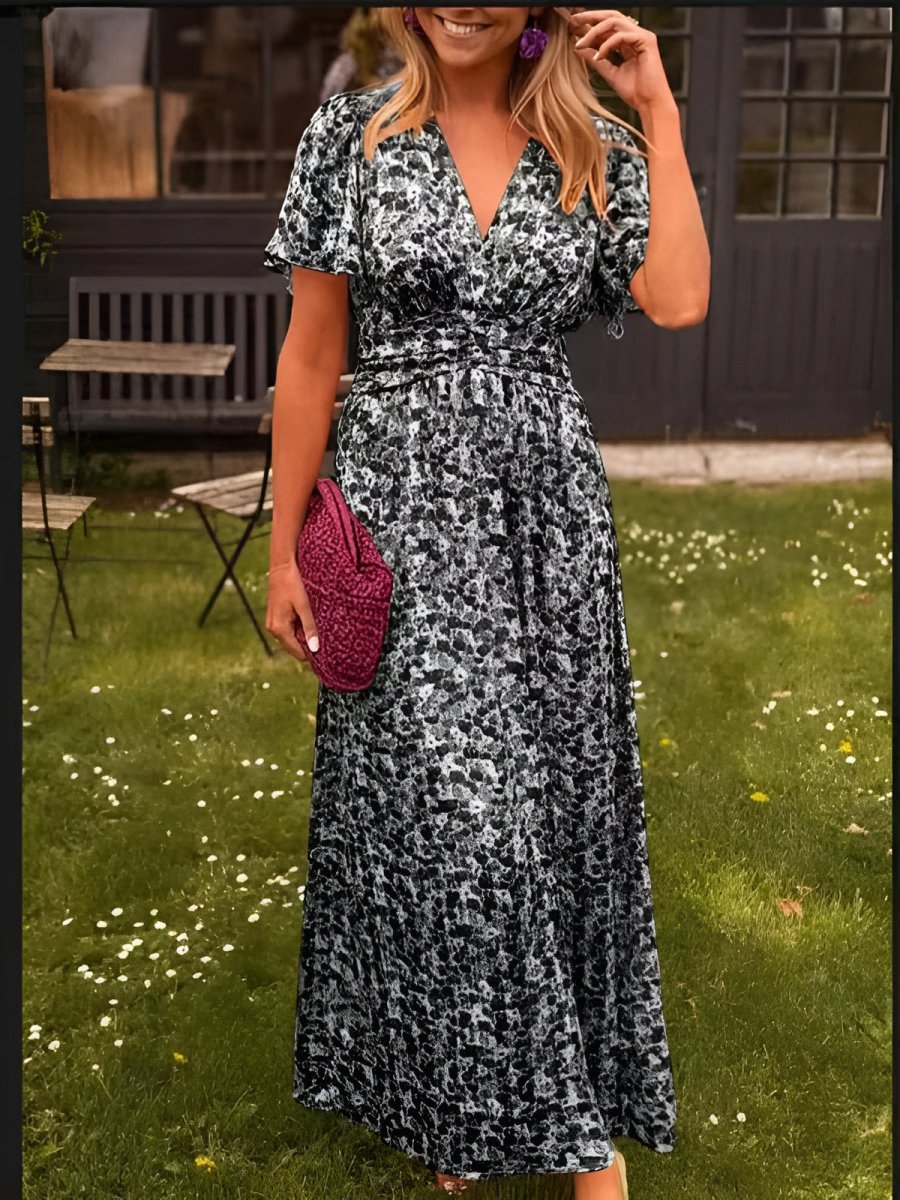 Maxi Dress with Ruffle Print