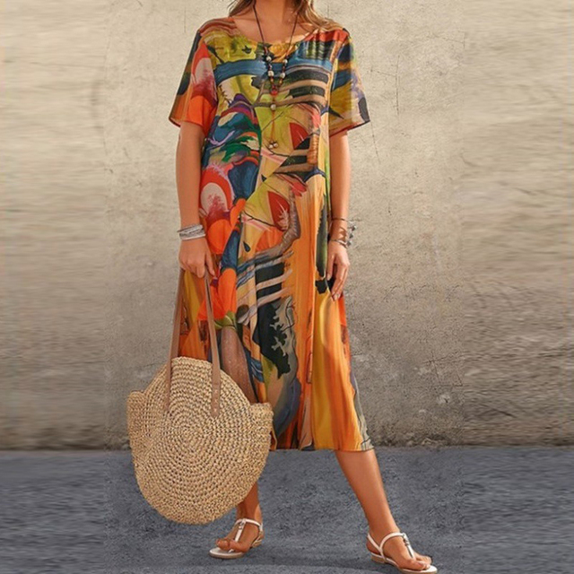 Flared Dress with Patterns