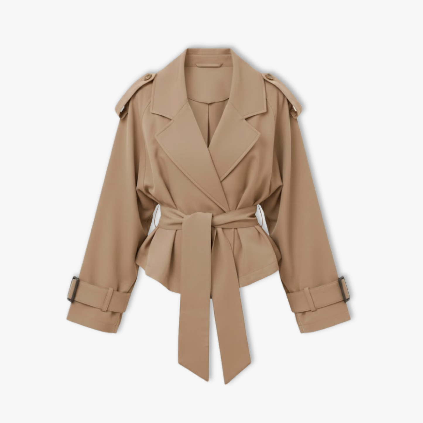 Lace-Up Trench Coat for Women, Windbreaker Jacket with Lapels and Long Sleeves