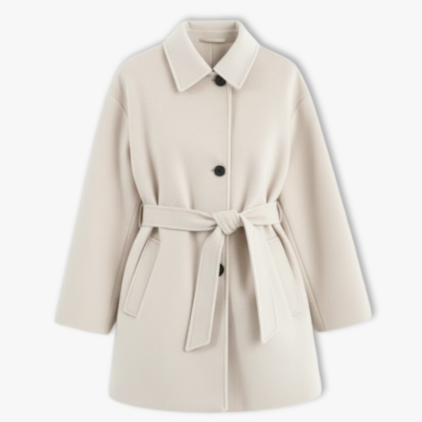 Trendy double collar wool coat for women, long sleeves