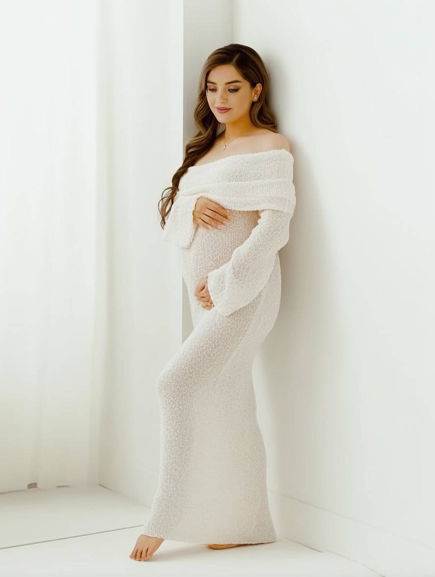 Long Maternity Knit Dress