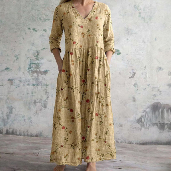 Maxi Floral Linen Dress