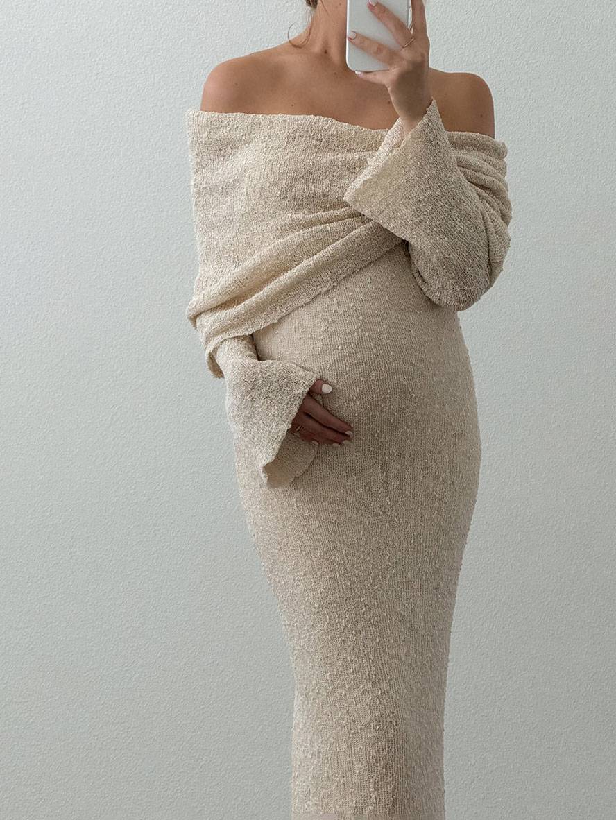 Long Maternity Knit Dress