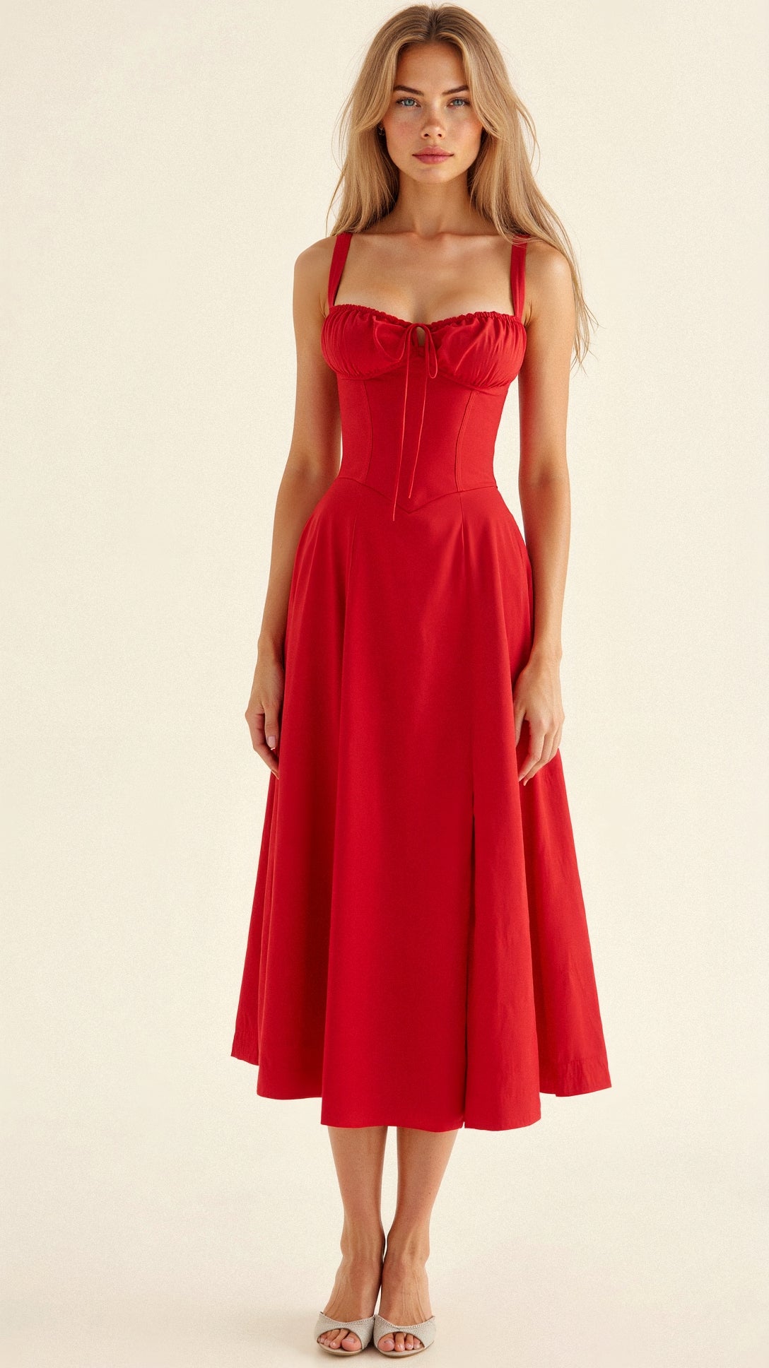 Floral Pattern Midi Corset Dress