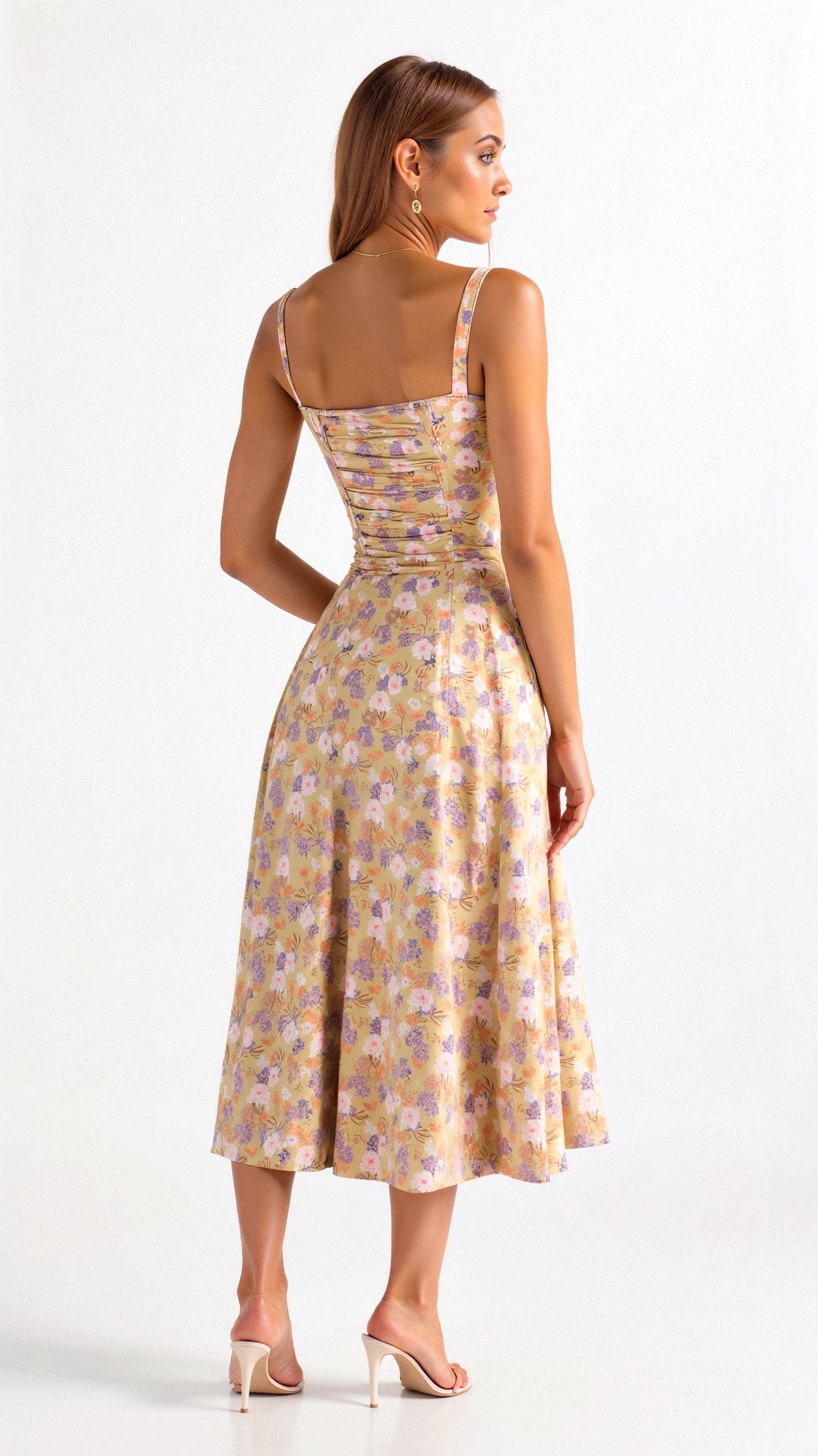Floral Pattern Midi Corset Dress