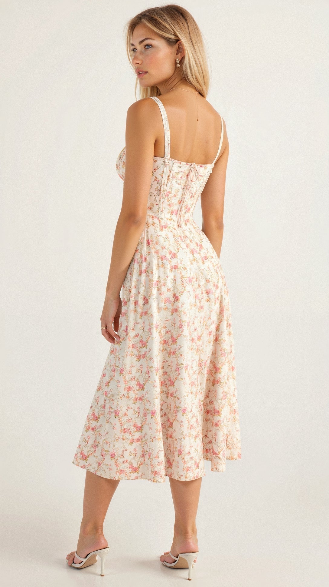 Floral Pattern Midi Corset Dress