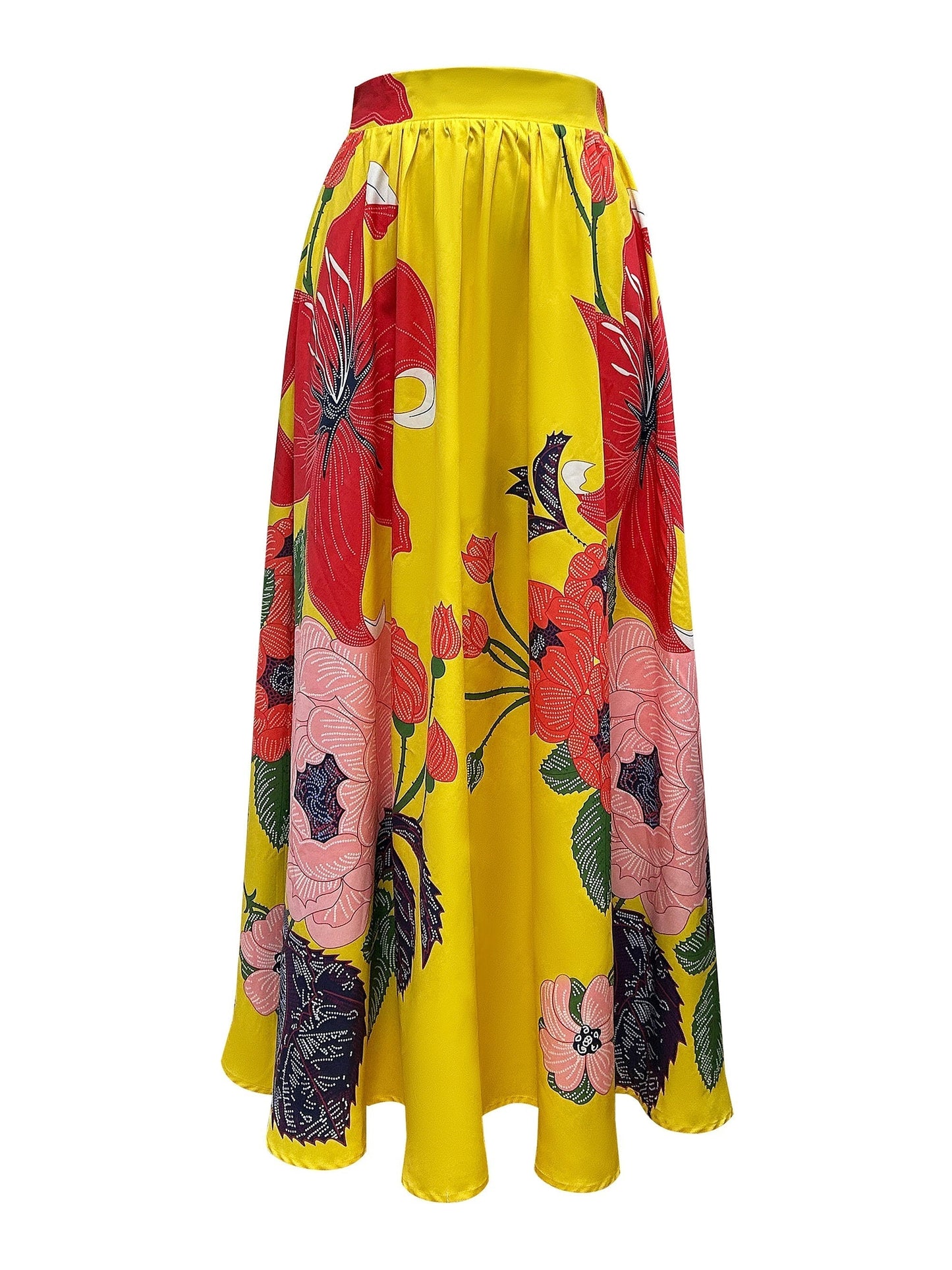 Women's Maxi Skirt Cotton Blend Flared Floral Cut