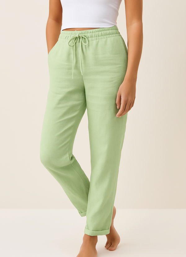 Women's Straight Pants with Drawstring Waist