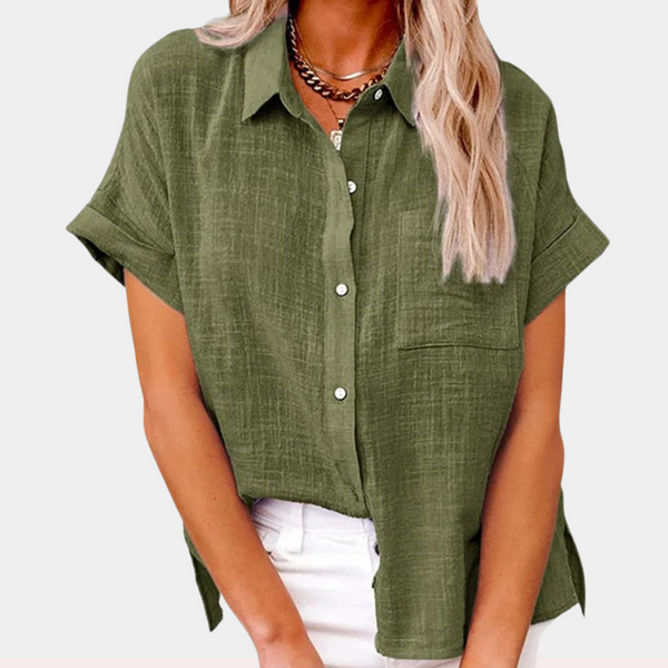 Women's Linen Blouse, Loose Fit, Shirt Collar