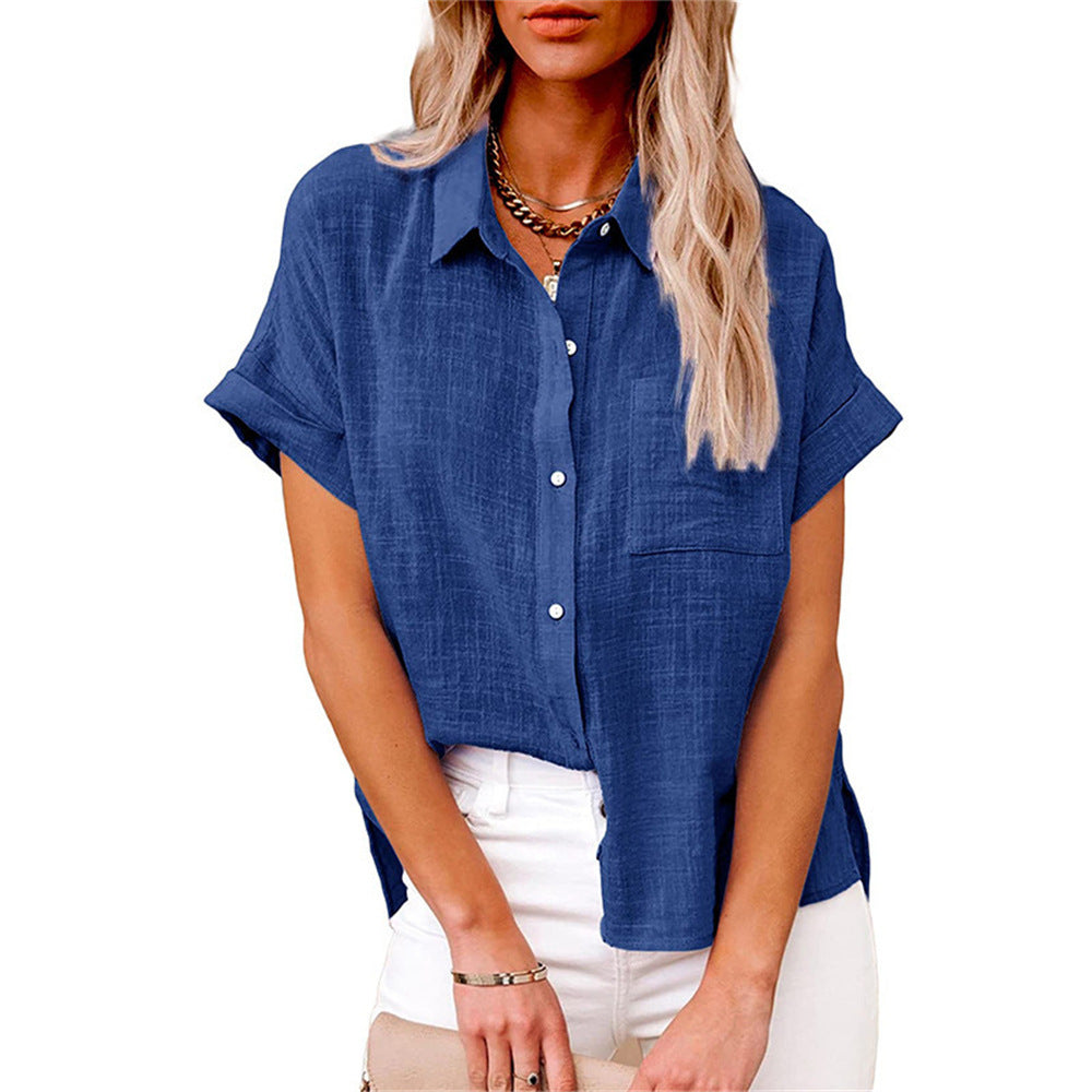 Women's Linen Blouse, Loose Fit, Shirt Collar