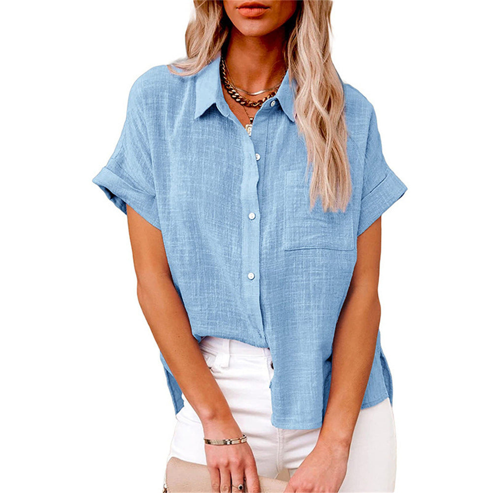 Women's Linen Blouse, Loose Fit, Shirt Collar