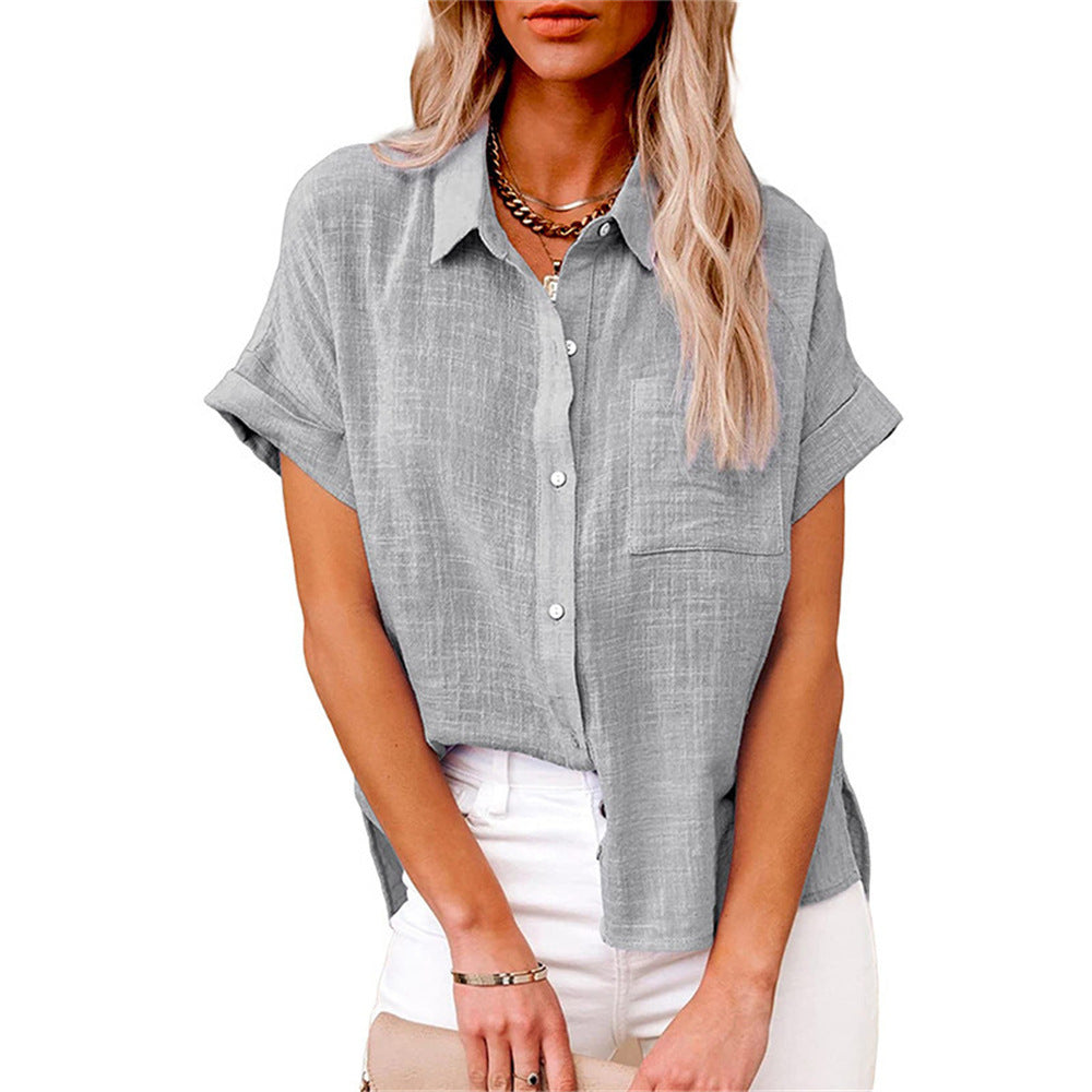 Women's Linen Blouse, Loose Fit, Shirt Collar
