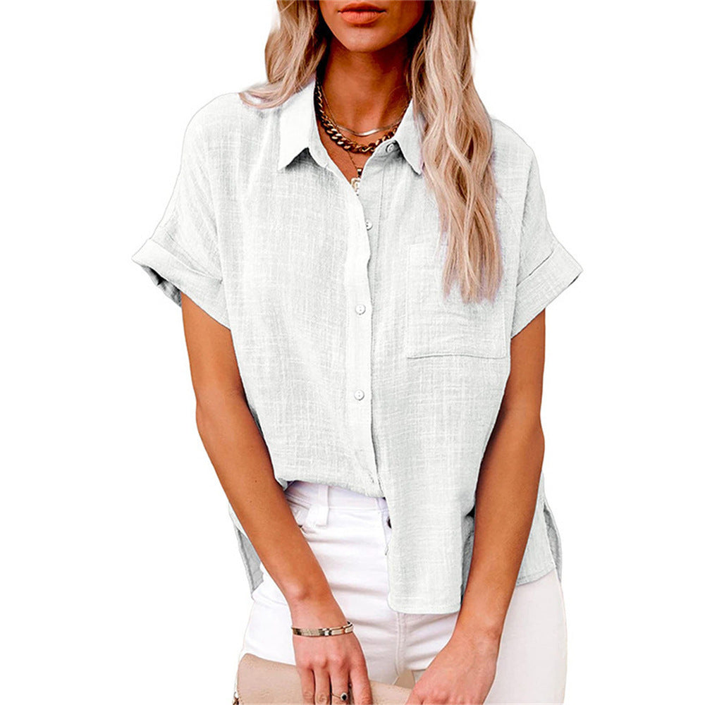 Women's Linen Blouse, Loose Fit, Shirt Collar