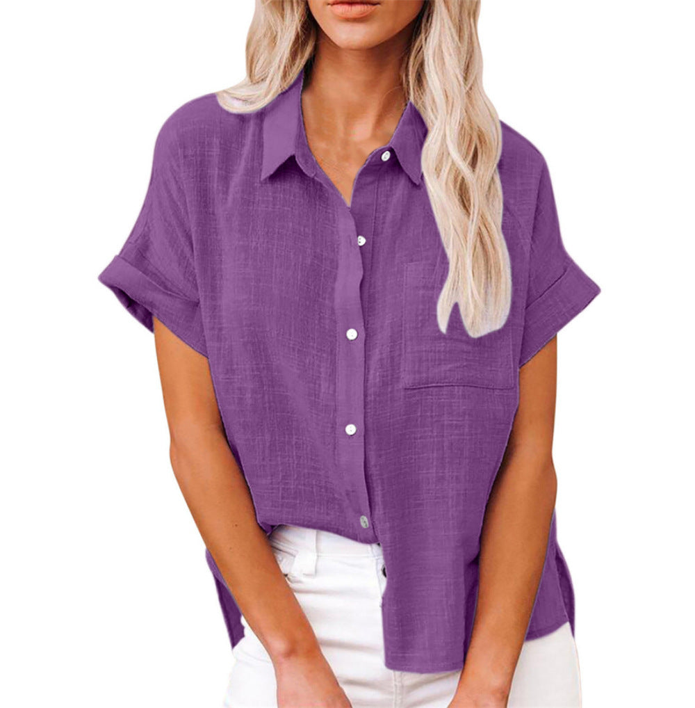 Women's Linen Blouse, Loose Fit, Shirt Collar