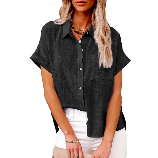 Women's Linen Blouse, Loose Fit, Shirt Collar