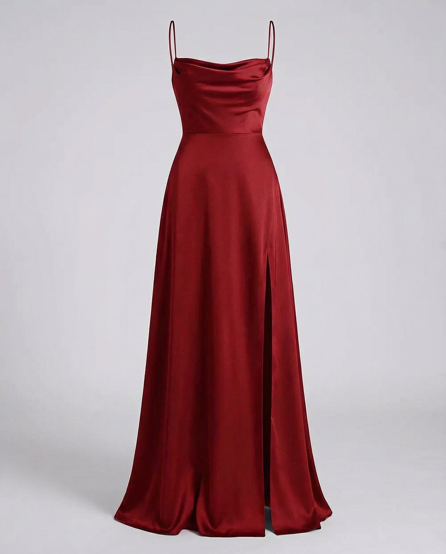 Women's long cocktail dress - elegant draped with thin straps - wedding