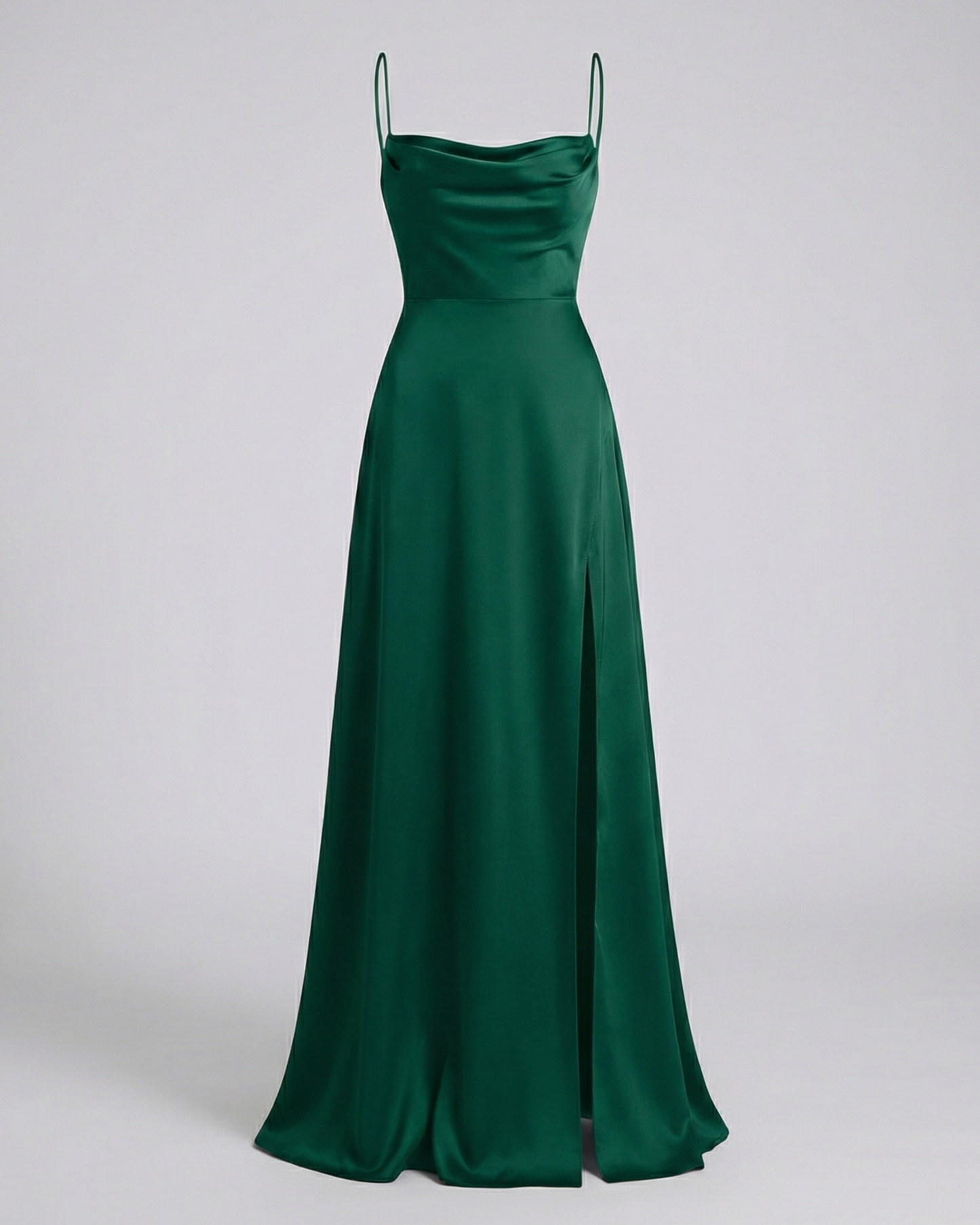Women's long cocktail dress - elegant draped with thin straps - wedding