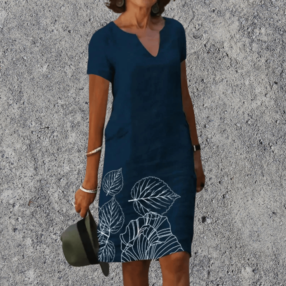 Women's printed straight-cut midi dress