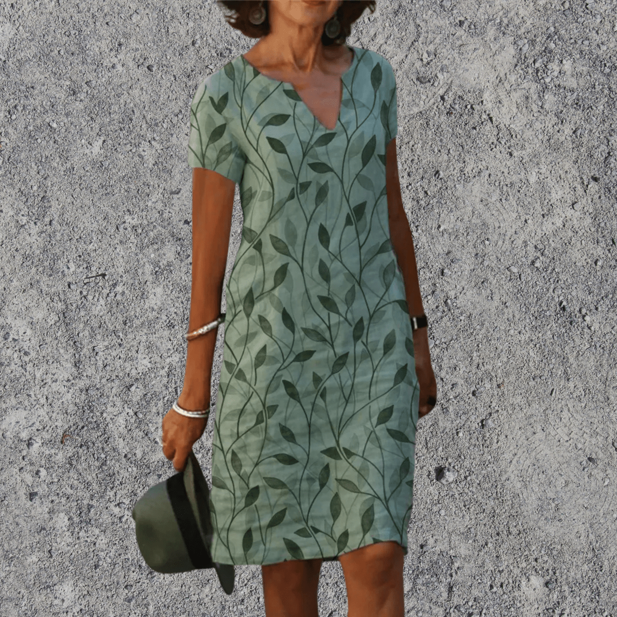 Women's printed straight-cut midi dress