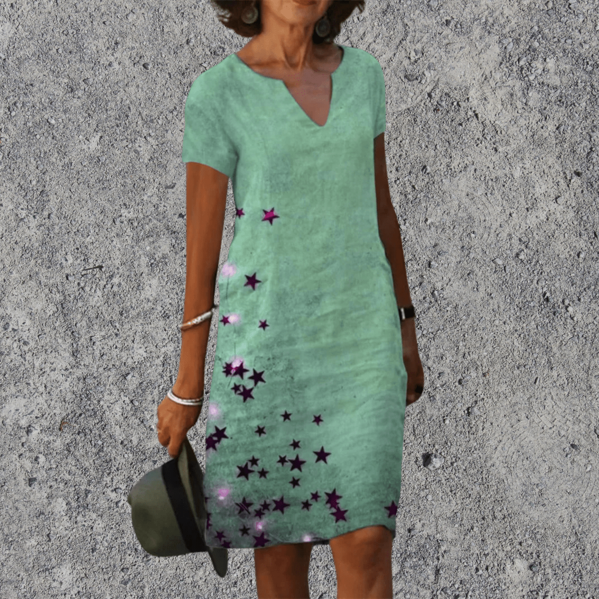 Women's printed straight-cut midi dress