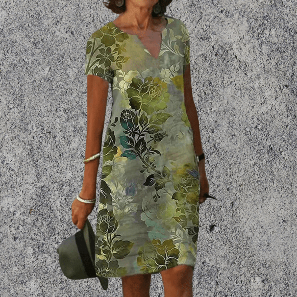 Women's printed straight-cut midi dress