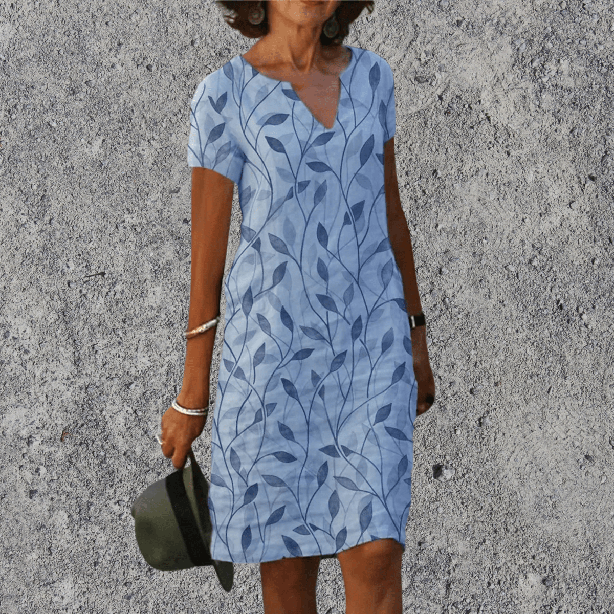 Women's printed straight-cut midi dress