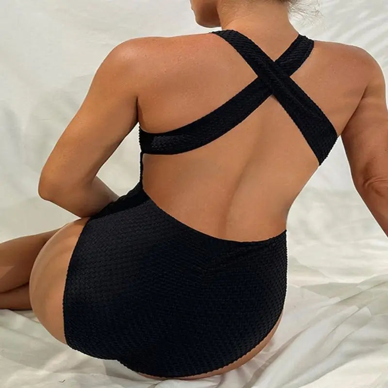 One-piece maternity swimsuit with halter neck