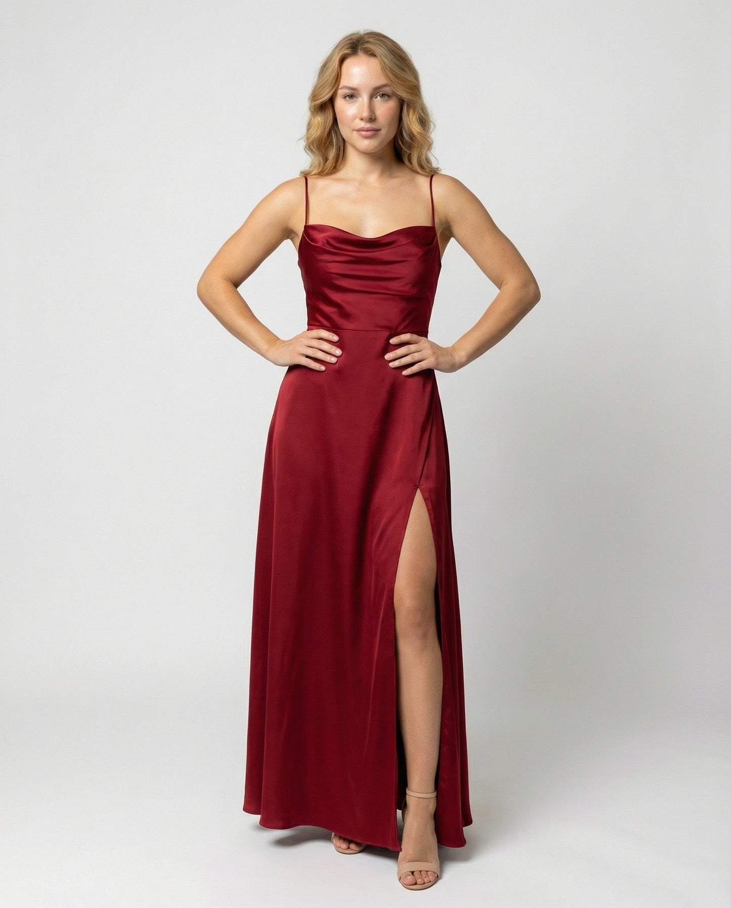 Women's silk evening dress - fitted slit cut - major event
