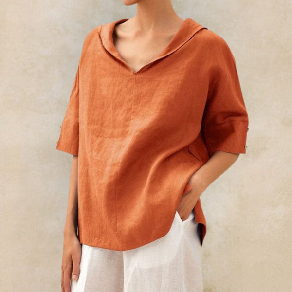 Top for Women with V-Neck, Flowing Fabric