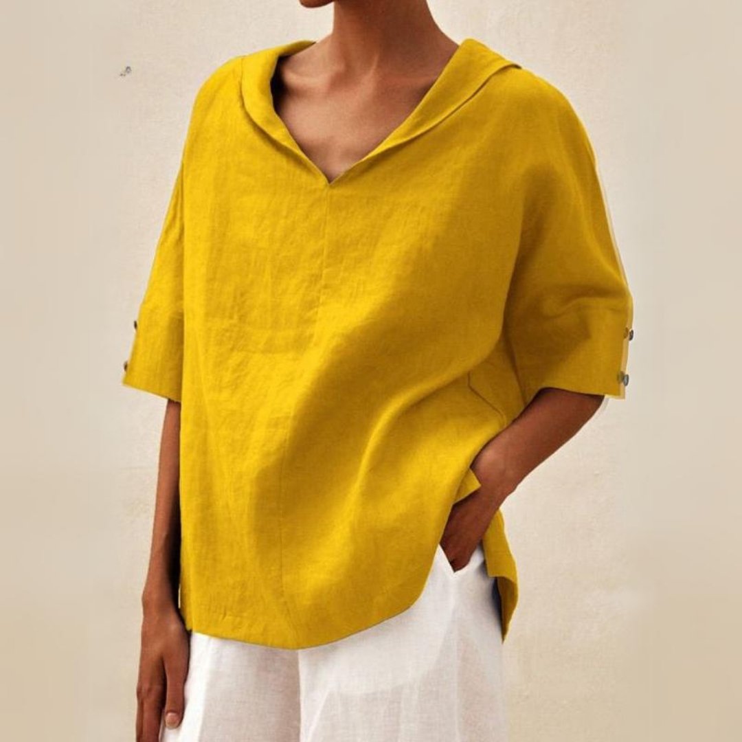 Top for Women with V-Neck, Flowing Fabric