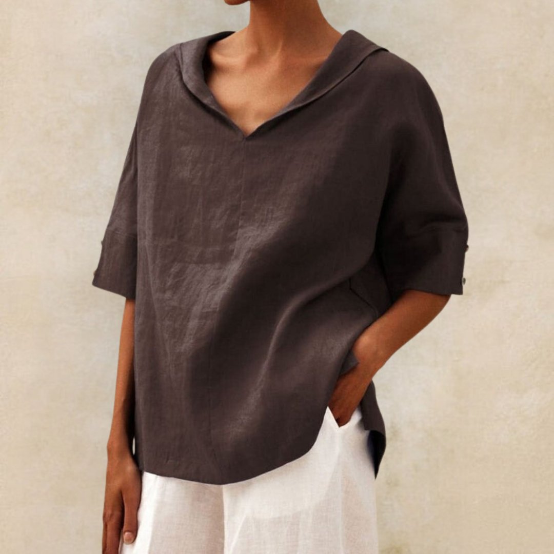 Top for Women with V-Neck, Flowing Fabric