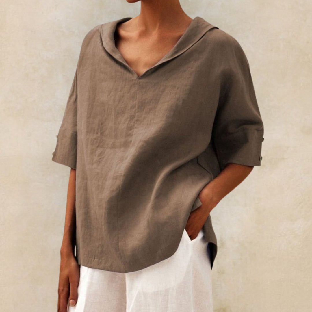 Top for Women with V-Neck, Flowing Fabric