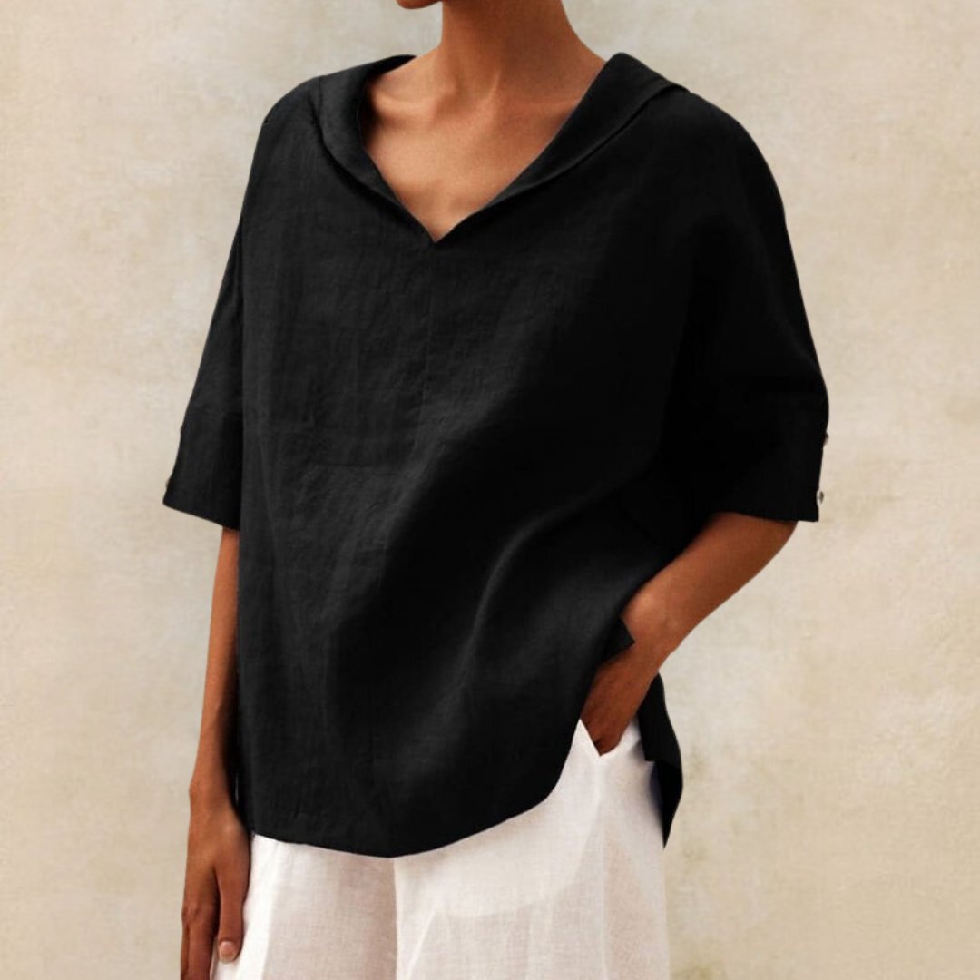 Top for Women with V-Neck, Flowing Fabric