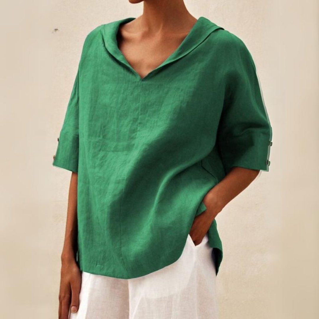Top for Women with V-Neck, Flowing Fabric