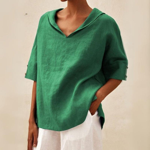 Top for Women with V-Neck, Flowing Fabric