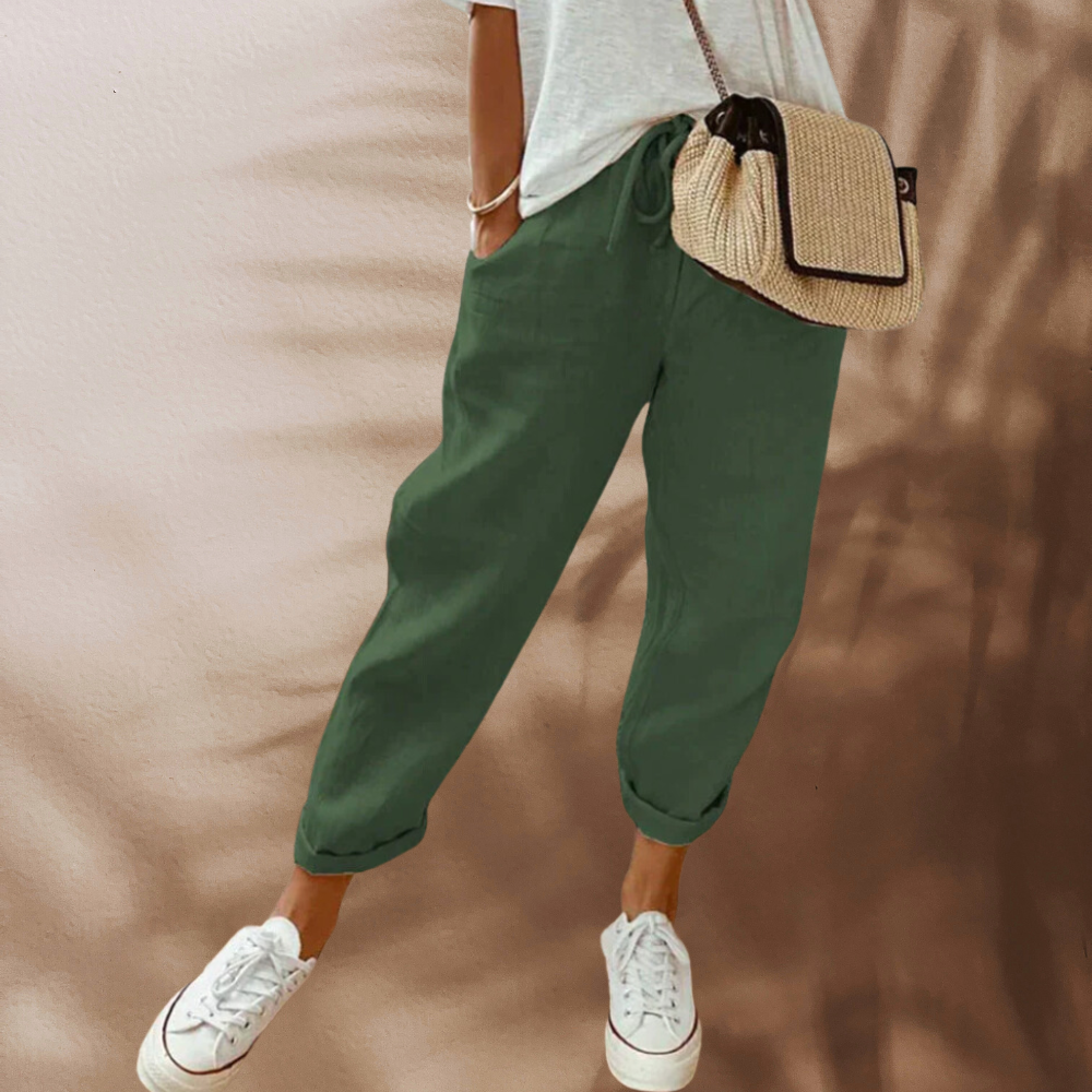 Women's loose pants with elastic waistband drawstring, casual style