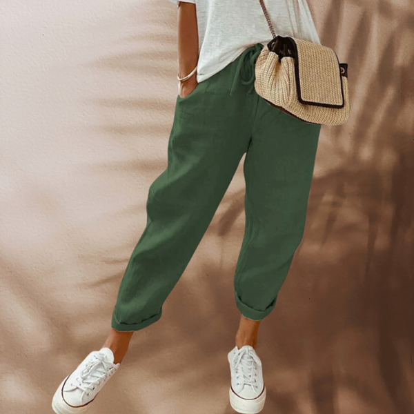 Women's loose pants with elastic waistband drawstring, casual style