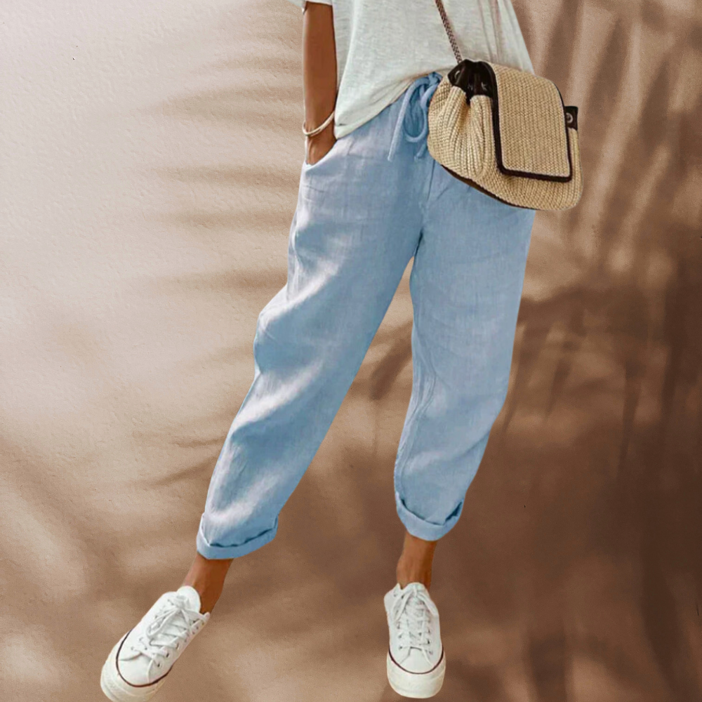 Women's loose pants with elastic waistband drawstring, casual style