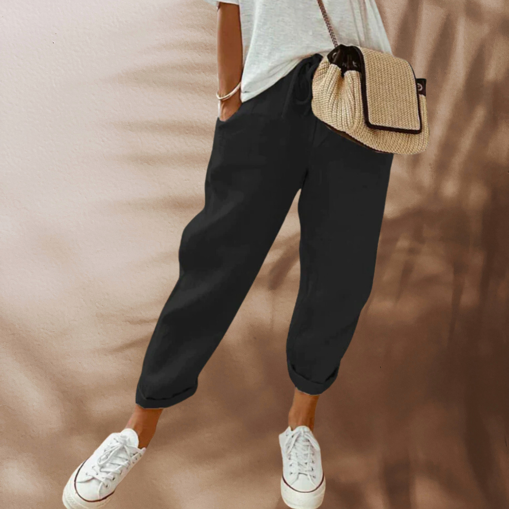 Women's loose pants with elastic waistband drawstring, casual style