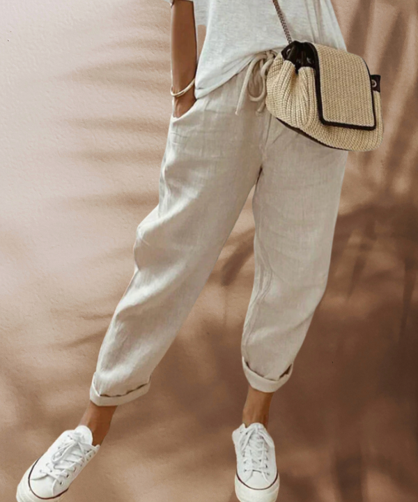 Women's loose pants with elastic waistband drawstring, casual style