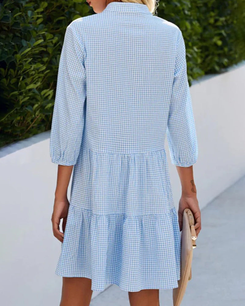 Women's Short A-Line Dress with V-Neck