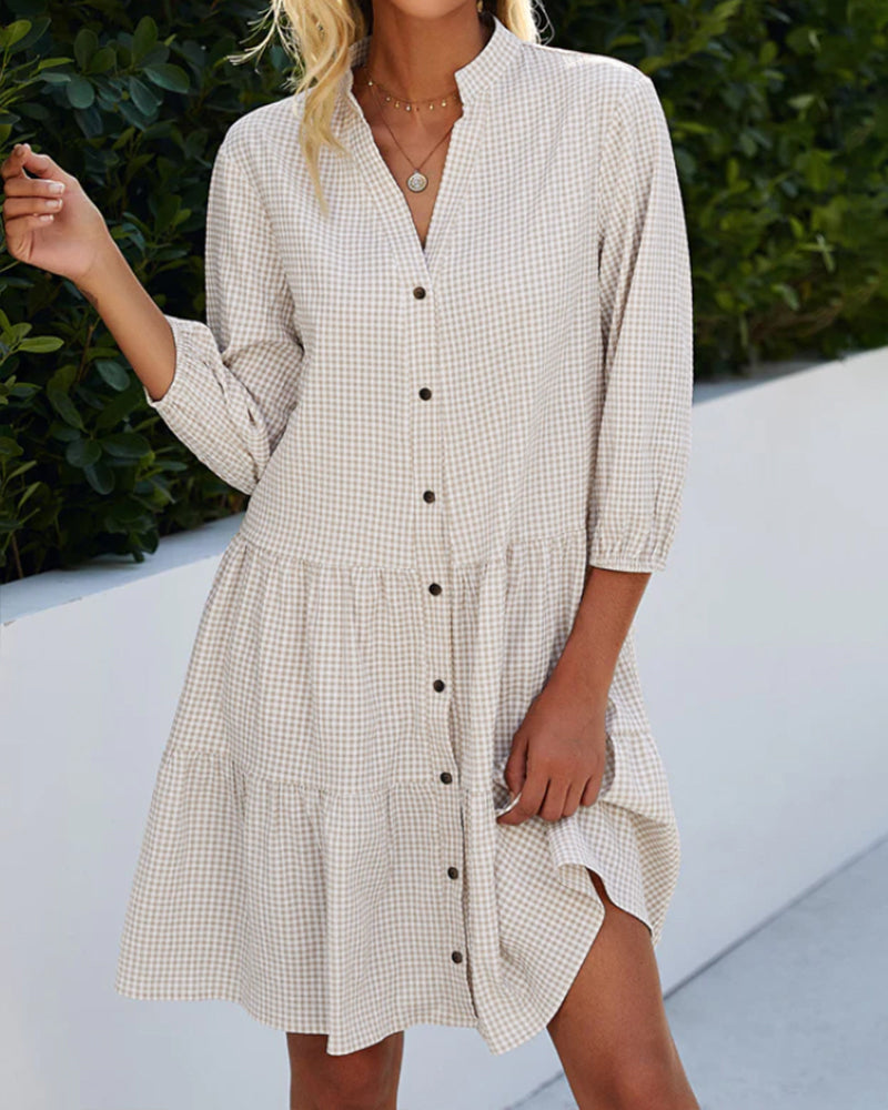 Women's Short A-Line Dress with V-Neck