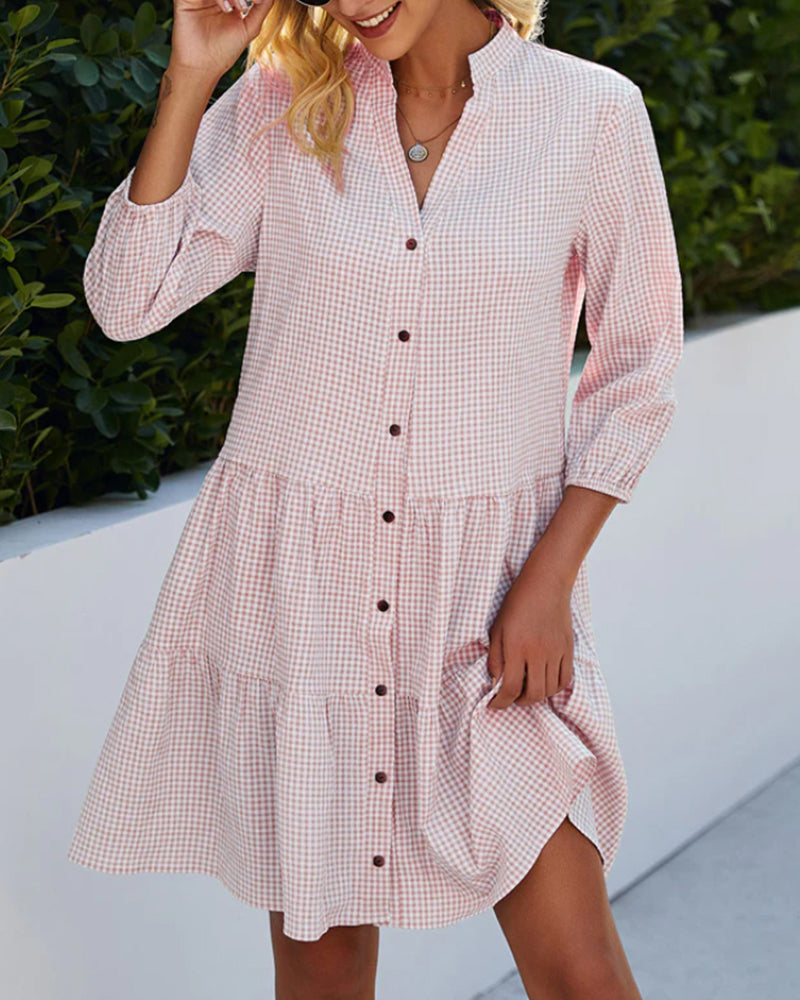 Women's Short A-Line Dress with V-Neck