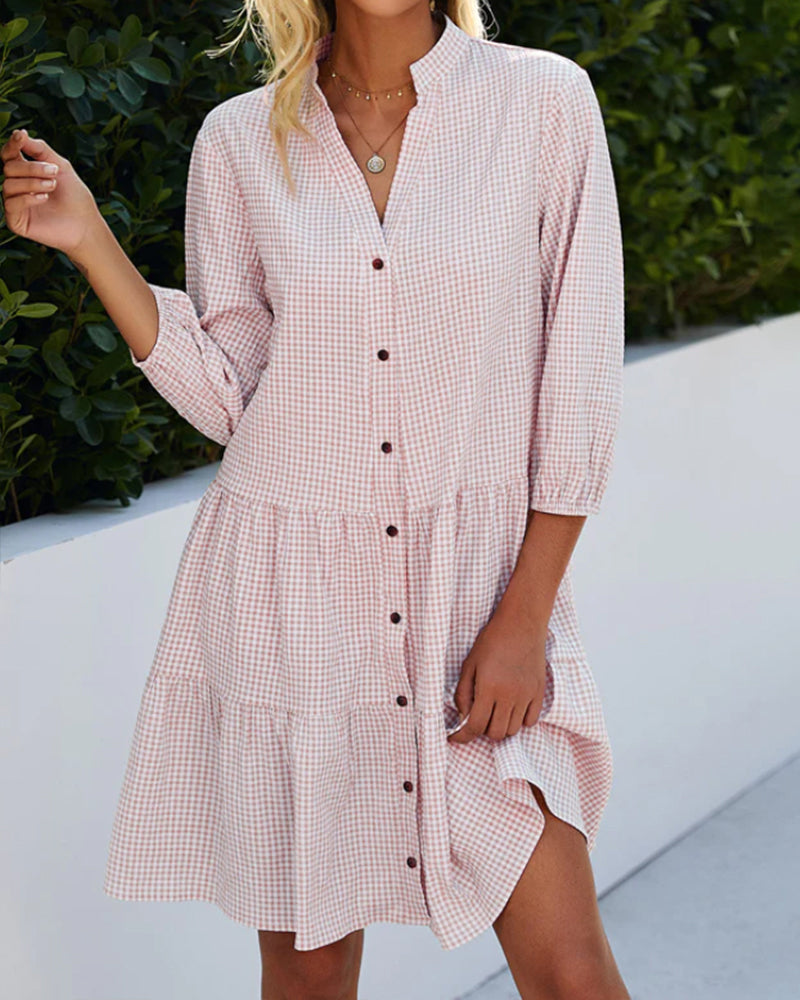 Women's Short A-Line Dress with V-Neck