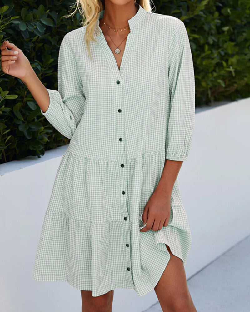 Women's Short A-Line Dress with V-Neck