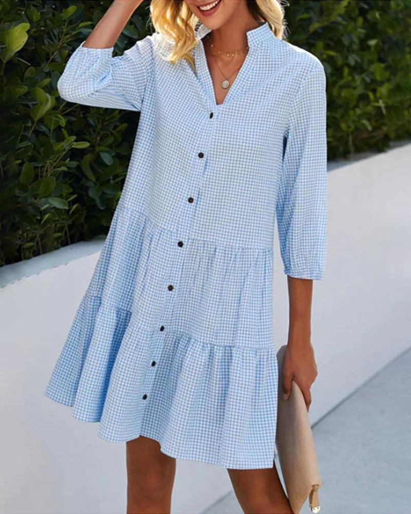 Women's Short A-Line Dress with V-Neck