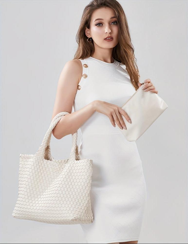 Large capacity braided women's tote bag